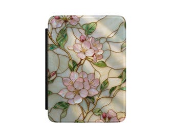 Blush Blossom Kindle Case, Pink Floral Faux Leather Cover with Hand Strap, Paperwhite & Colorsoft