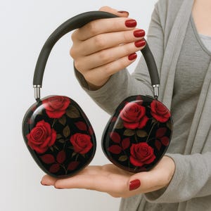 ローズ AirPods Max カバー、かわいい AirPods Max ケース、AirPods Max ケース、Airpods Max ヘッドフォンカバー、AirPods Max ケース スナップオン