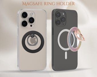 Ysnzaq Supporto ad Anello Magnetico Telefono per MagSafe,Glitter Bling Sparkly Anello Supporto per MagSafe 360 ° Rotazione Telefono Grip Adjustable Cavalletto per iPhone, Samsung.PQ White