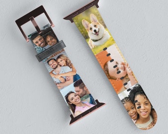 Personalized Apple Watch bands, Custom photo Apple Watch bands with photo, Customized watch band with image, leather watch strap Vegan