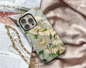 Ivory Floral Phone Case, Flower iPhone 17 Case, iPhone 17 Pro Max, iPhone 17e MagSafe Case for Women, Samsung Galaxy S26 Ultra S25 FE Case