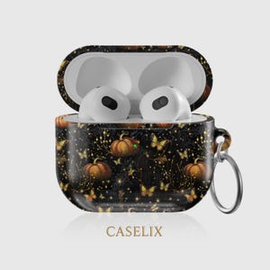 Halloween AirPods Case Pumpkins Butterflies Black Gold Whimsical Cute AirPods Pro Case AirPods 3rd Gen Protective Cover