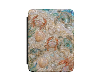 Opal Dreams Kindle Case, Seashell Faux Leather Cover with Hand Strap, Paperwhite & Colorsoft