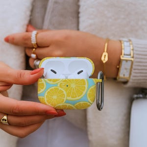 Lemon airpods case cover airpods 3 case summer airpods case cute airpods cover glossy airpods case for women fruit airpods case protective