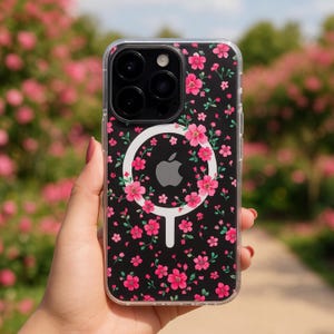 Clear Floral MagSafe Case for iPhone 16e, iPhone 14 Plus, 13, iPhone 16 Pro Max, Shockproof Anti-Scratch Phone Case, iPhone 15 Pro Max Case