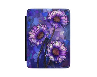 Twilight Blossom Kindle Case, Purple Floral Faux Leather Cover with Hand Strap, Paperwhite & Colorsoft