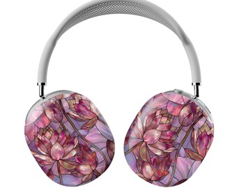 Elegant Lotus AirPods Max-skal i färgat glas | Snap-on Air Pods Max-fodral | Skyddsfodral för nya AirPods Max-hörlurar