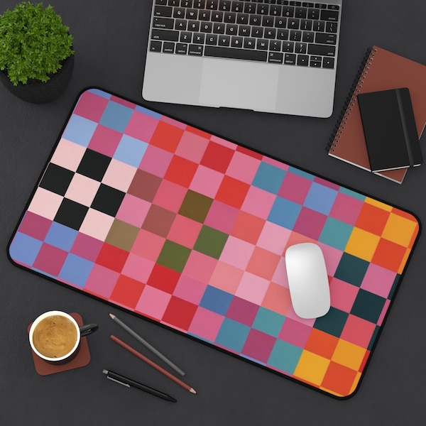 Checkerd Desk Mat Trendy Checkered aesthetic Desk pad computer retro style large Desk pad aesthetic desk accessories office gifts for her