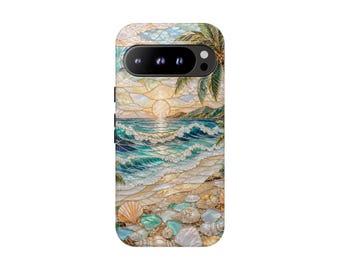 Pearl Coast Paradise Google Pixel Case, Ocean Waves Seashell, Tough or Magnetic