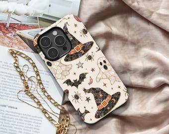 Halloween Galaxy Case, Stained Glass Witch Case, Cute Ghost Phone Case, Witch Hat Samsung Cover, Spooky Fall Case, Halloween iPhone Case