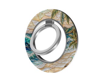 Pearl Coast Paradise MagSafe Ring Holder, Coastal Magnetic Phone Grip and Stand