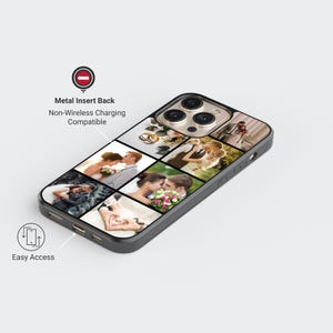 Custom wedding photo collage phone case featuring multiple bride and groom moments – perfect personalized gift for anniversary or newlyweds.