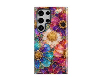Heirloom Glow Samsung Galaxy Case, Stained Glass Floral, Tough or Magnetic