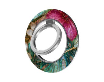 Golden Hibiscus MagSafe Ring Holder, Tropical Floral Magnetic Phone Grip and Stand