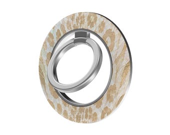 Pearl Leopard MagSafe Ring Holder, Leopard Print Magnetic Phone Grip and Stand