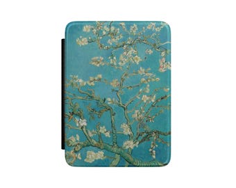 Azure Bloom Kindle Case, Blue Floral Faux Leather Cover with Hand Strap, Paperwhite & Colorsoft