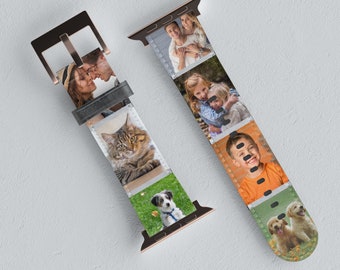 Personalized Apple Watch bands, Custom photo Apple Watch bands with photo, Customized watch band with image, leather watch strap Vegan