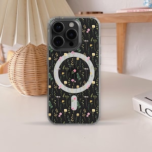 Clear Floral MagSafe Case for iPhone 16e, iPhone 14 Plus, 13, iPhone 16 Pro Max, Shockproof Anti-Scratch Phone Case, iPhone 15 Pro Max Case