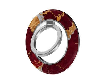 Burgundy Gold Marble MagSafe Ring Holder, Burgundy Marble Magnetic Phone Grip and Stand