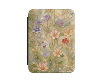 Wildflower Whispers Kindle Case, Floral Faux Leather Cover with Hand Strap, Paperwhite & Colorsoft