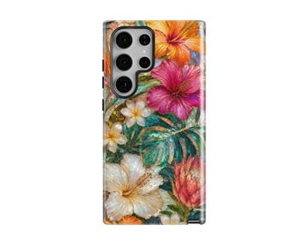 Golden Hibiscus Samsung Galaxy Case, Tropical Floral, Tough or Magnetic