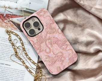 Pink Leopard iPhone Case, Blush Animal Print Phone Case, Girly Leopard Case, Pink Wild Cat Case, Coquette iPhone Cover