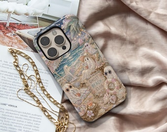 Ghost Beach Club Phone Case for iPhone Samsung Galaxy, Cute Beach Ghost Case, Coastal Halloween Phone Cover, Summer Spooky Aesthetic