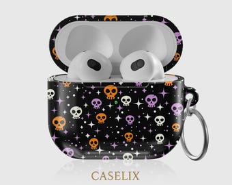 Halloween Skull AirPods Case, Spooky Stars AirPods Pro Cover