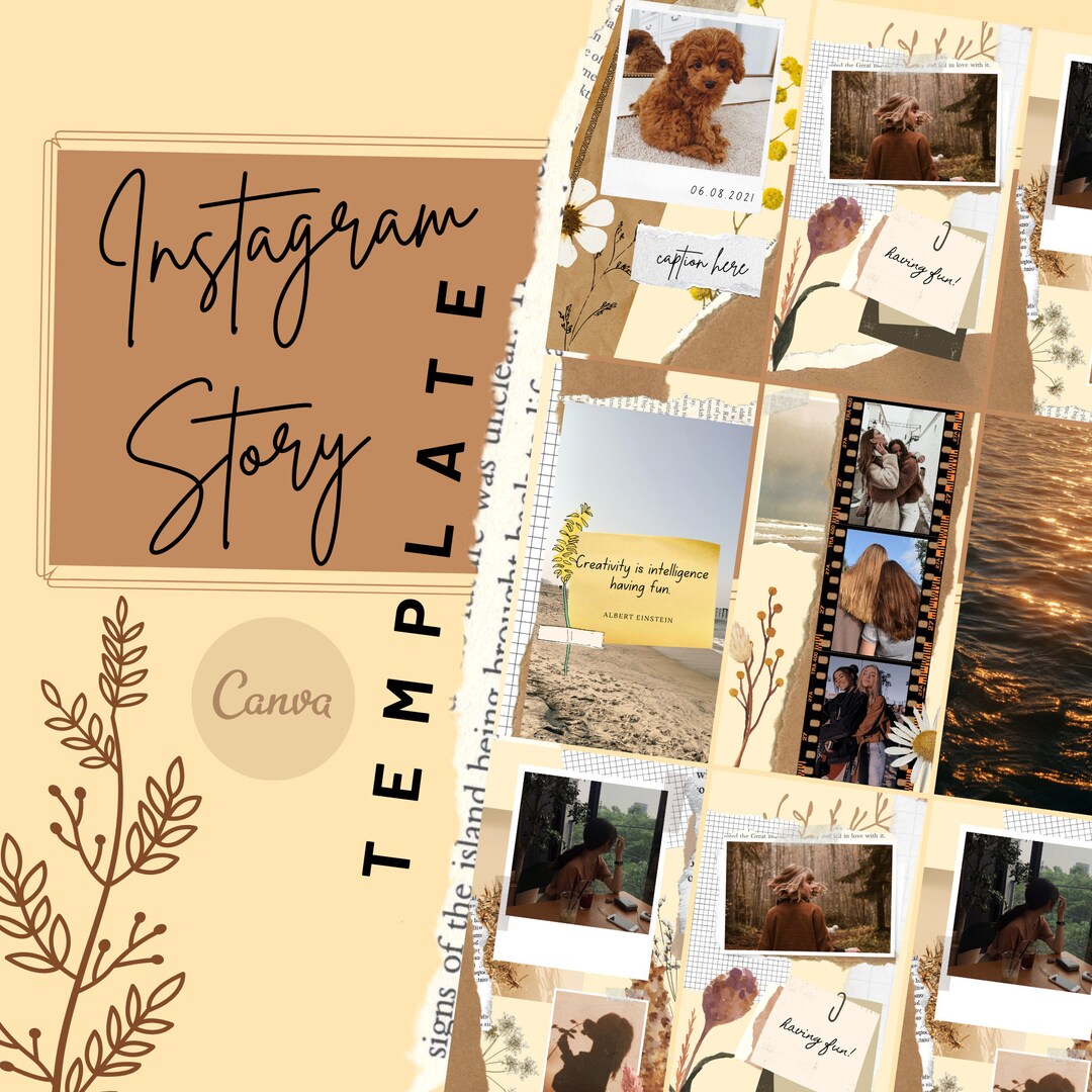 Boho Instagram Story Canva Template | Neutral Aesthetic Social Media ...