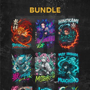 Demon Slayer PNG Bundle – 9 Exclusive Kimetsu no Yaiba Fan Art Designs | Anime Clipart for Personal Use