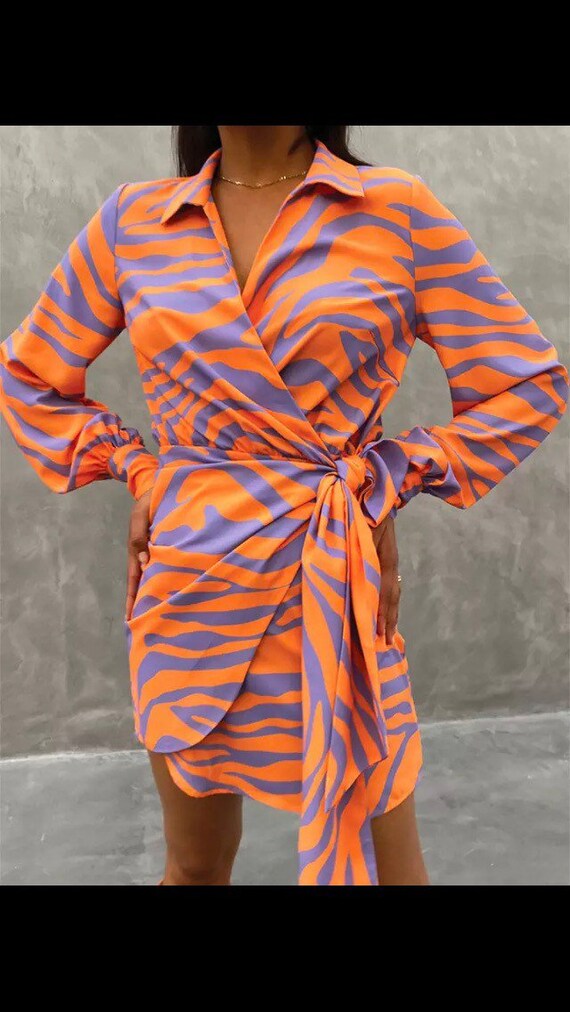 Orange and Lilac Patterned Midi Dress Brand New 12/14 Large