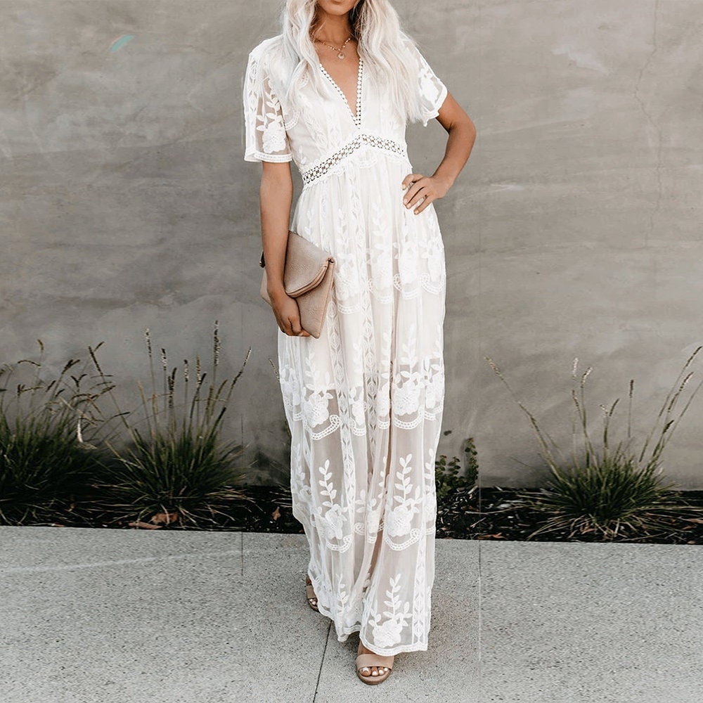 White Boho Dress - Etsy