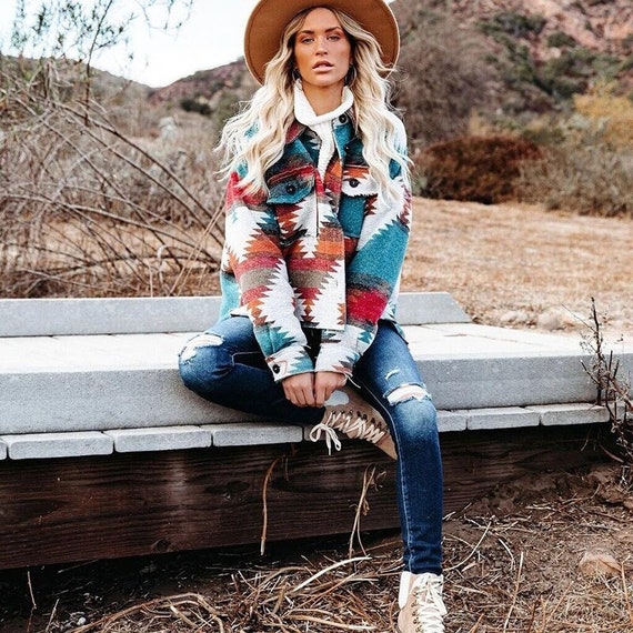 Women Boho Patchwork Jacket Bohemian 