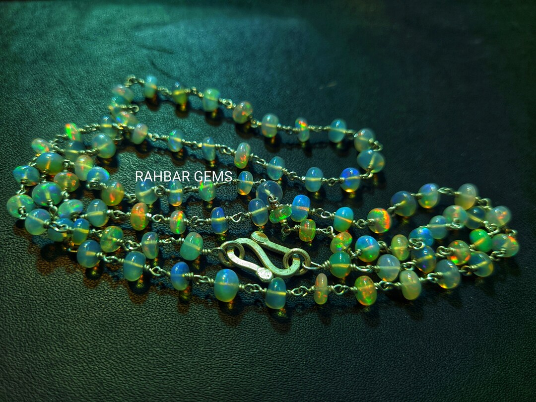 Opal Garland Made in Silver Opal Beads Necklace Made in Pure 92.5