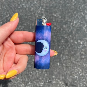 Celestial Moon Lighter Wrap, Hippie Lighter Sticker, Galaxy Lighter Skin | Fits Standard BIC Lighter, Includes Lighter Wrap Only