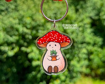 Mushroom Acrylic Keychain, Plant Lover Mushroom Bag Charm