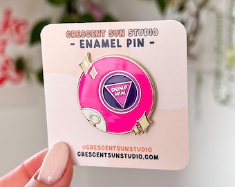 Dump Him Fortune Ball Enamel Pin, Y2K Hard Enamel Pin, Breakup Gift for Bestie, Funny Anti Dating Pin, Backpack Accessory, Pink Aesthetic