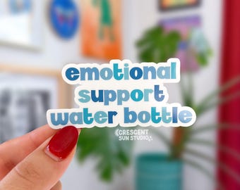 Emotionale Unterstützung Wasserflasche Aufkleber, lustiger Becher Aufkleber, niedlicher Aufkleber für psychische Gesundheit, blaue Ästhetik, Geschenk für den besten Freund, bleiben Sie hydratisiert