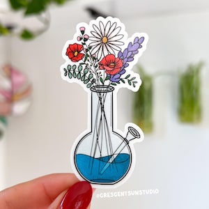 Stoner Sticker, Waterpipe Flower Vase Water Bottle Sticker, Pothead Laptop Sticker, Stoner Best Friend Gift, Subtle Stoner, Stash Box Decal