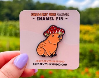Capybara Mushroom Enamel Pin