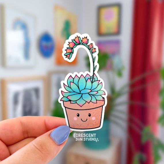 Succulent Sticker, Plant Lover Water Bottle Sticker, Echeveria Laptop Sticker, Green Thumb Gift, Garden Lover Gift