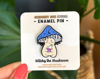 Witchy Enamel Pin Badge, Mushroom Enamel Pin, Nature Enamel Pin, Potion Lanyard Pin, Lapel Pin, Backpack Pin, Witchy Gift for Best Friend