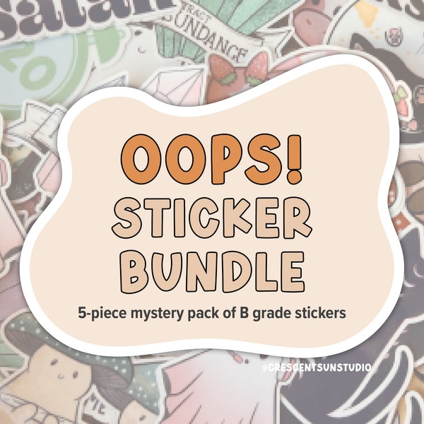 Oops Mystery Sticker Bundle, B Grade Stickers, Discounted Sticker Pack, Random Sticker Grab Bag, Surprise Sticker Pack, Flawed Sticker Pack