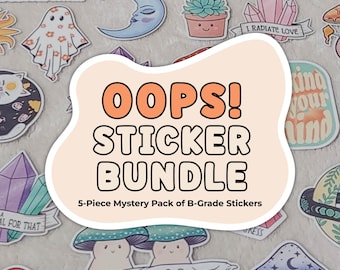 Oeps Mysterie Stickerbundel, Stickers van niveau B, Stickerpakket met korting, Verrassingsstickerpakket, Stickerpakket met gebreken