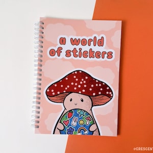 A World of Stickers wiederverwendbares Stickerbuch, A5 5.8x8.2 Sticker Sammelalbum, Sticker Aufbewahrung und Organisation, Geschenk für Sticker Sammler