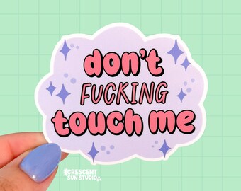 Don't F***ing Touch Me Sticker, Personal Space Water Bottle Sticker, Introvert Laptop Decal, Kawaii Pastel Aesthetic, Best Friend Gift