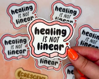 Healing Isn't Linear Magnet, Mental Health Magnet, Positive Quote Affirmation, Cute Worm Magnet, Psychologist Therapist Office Decor
