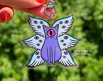 Biblically Accurate Cat Angel Acrylic Keychain, Cat Lover Gift, Be Not Afraid