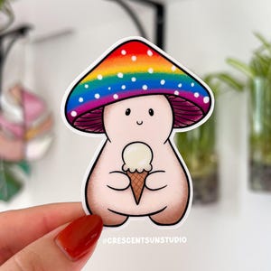 Rainbow Pride Mushroom Sticker, LGBTQ+ Subtle Pride Flag Art Decal | Cute Mushroom Sticker for Laptop, Water Bottle, Tablet | Queer Owned