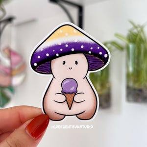 Nonbinary Pride Mushroom Sticker, LGBTQ+ Subtle Pride Flag Art Decal | Enby Mushroom Sticker for Laptop, Journal, Water Bottle | Queer Owned